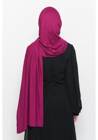 Hazır Pratik Geçmeli Lüks Düz Penye Şal Çapraz Hizalı Koyu Fuşya