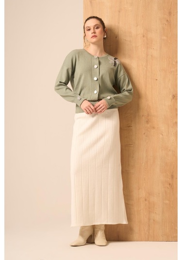 Ftz Women Çiçek Detaylı Hırka Mint 25022 Mint