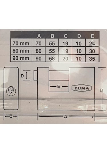 Yuma Kayar Milli Döküm Asma Kilit 90 Mm YM-1090R