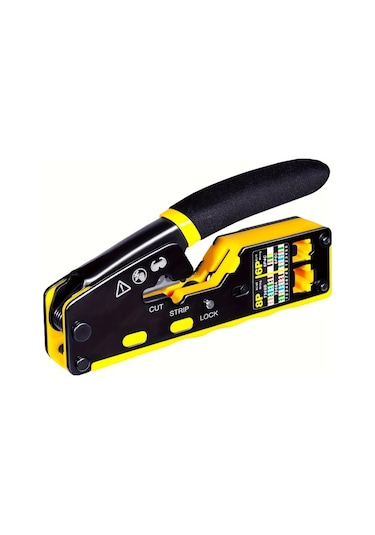 Xuweiwei Rj45 Punch Down Kristal Başlıklı Ağ Kabloları İçin Sarı Çift Kullanımlı Sıkma Pense