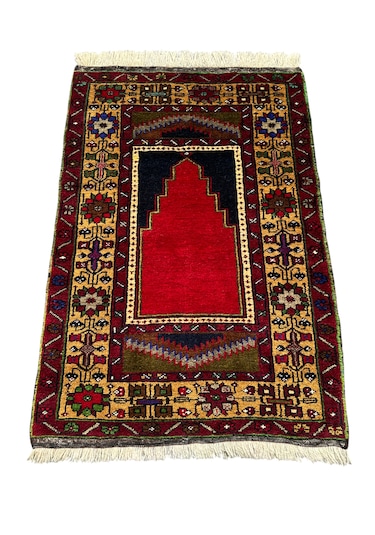 El Dokuma Sıfır Ortaköy Halısı Seccade 83x125 Kök Boya Namazlık