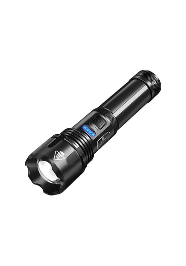 Yifomall Xhp50 Led Usb Şarjlı Fener, Dış Mekan Acil Durumlar İçin Uzak Menzilli Yakınlaştırmalı Keşif Işığı Pil Yok Siyah