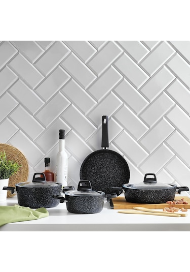Schafer Rock Granit Y.Y. Tencere Seti 7 Parça Siyah
