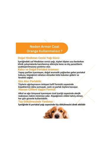 Armor Coat Köpek Bakım Spreyi Portakal Kokulu 75 ML