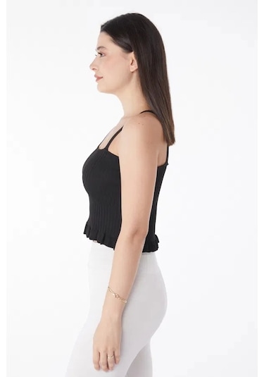 Kazax Yazlık Triko Crop Siyah