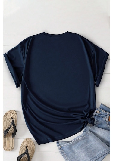 Unisex Hearts Baskılı Tasarım Tshirt Lacivert