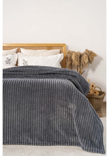 Antrasit Gloria Wellsoft Çift Kişilik Battaniye Antrasit