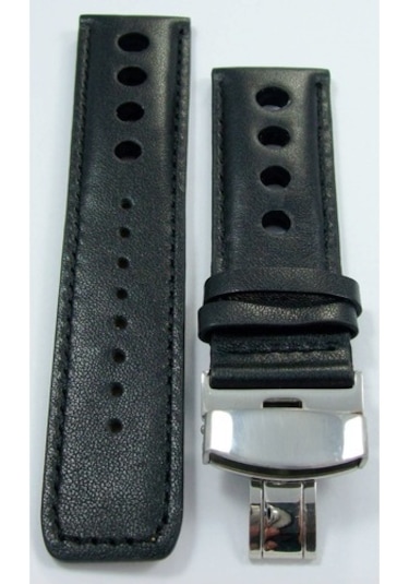 Bizon Deri Saat Kayışı 22Mm Spor Siyah Klipsli Saat Kordonu (305393561)