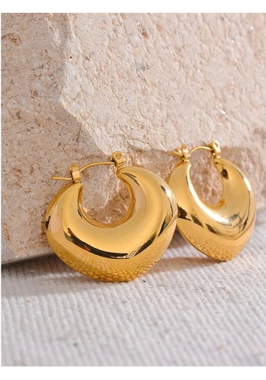 Eetit Paslanmaz Çelik Geometrik Tıknaz Sıradışı Hoop Küpeler Kadınlar İçin Altın Renk Pvd Doku Charm Şık Takı Altın