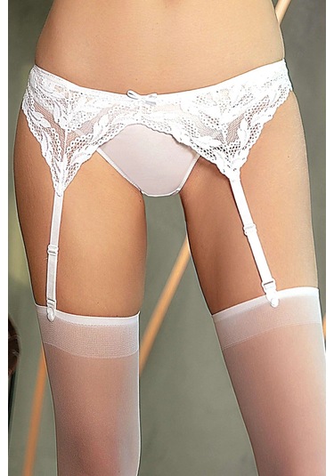 Arias Closet Dantelli Jartiyer String Ve Çorap 3lü Takım Beyaz