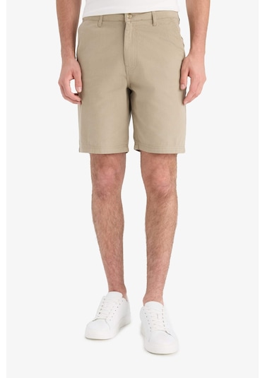 Defacto %100 Pamuk Regular Fit Bermuda Şort E1231ax25smkh488 Haki