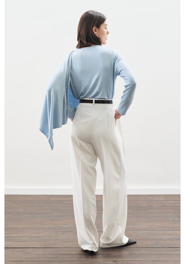 Şal Detaylı Dökümlü Bluz Mavi Mavi