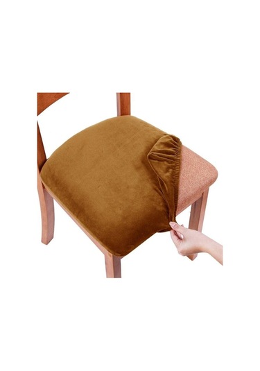 Jms Açık Kahverengi Kadife Spandex Koltuk Döşemeli  Çıkarılabilir Yıkanabilir Elastik Yastık