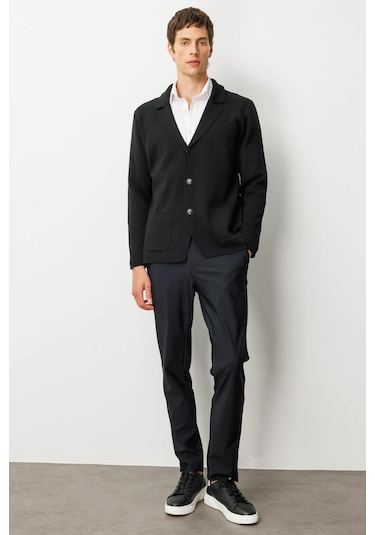 Erkek Cepli Blazer Ceket Siyah Siyah