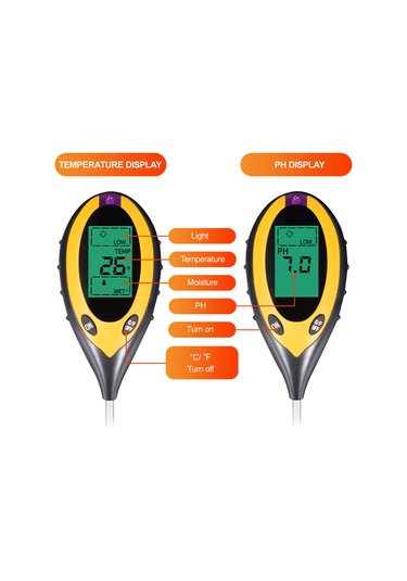 Singree 4'ü 1 Arada Toprak Test Cihazı - Ph, Nem, Işık Ve Sıcaklık Ölçer Pil Hariç