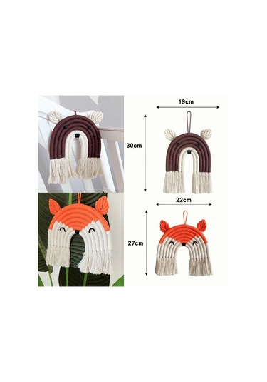 Tilki Ayı Gökkuşağı Geyik Makrome El Dokuma Çocuk Odası Bulut Odası Goblen Dekor Br