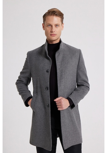 Ds Damat Regular Fit Antrasit Hakim Yaka Kaşe Kaban 5hf08ort10002 Antrasit