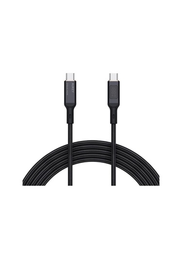 Aukey Cb-mcc102-bk 100w Naylon Örgülü 5a 480mbps Type-c Type-c Lcd Ekranlı Kablo 1.8mt