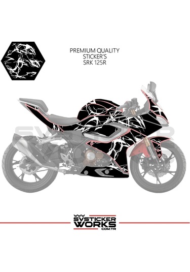 Rks Srk 125r Kaplama Sticker Şimşek Yıldırım Motor Kaplama Modeli Hazır Kit Beyaz