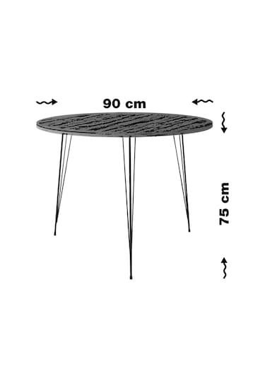 Pasific Home Sandalf Metal Ayaklı Yuvarlak Mutfak Masası Koyu Meşe