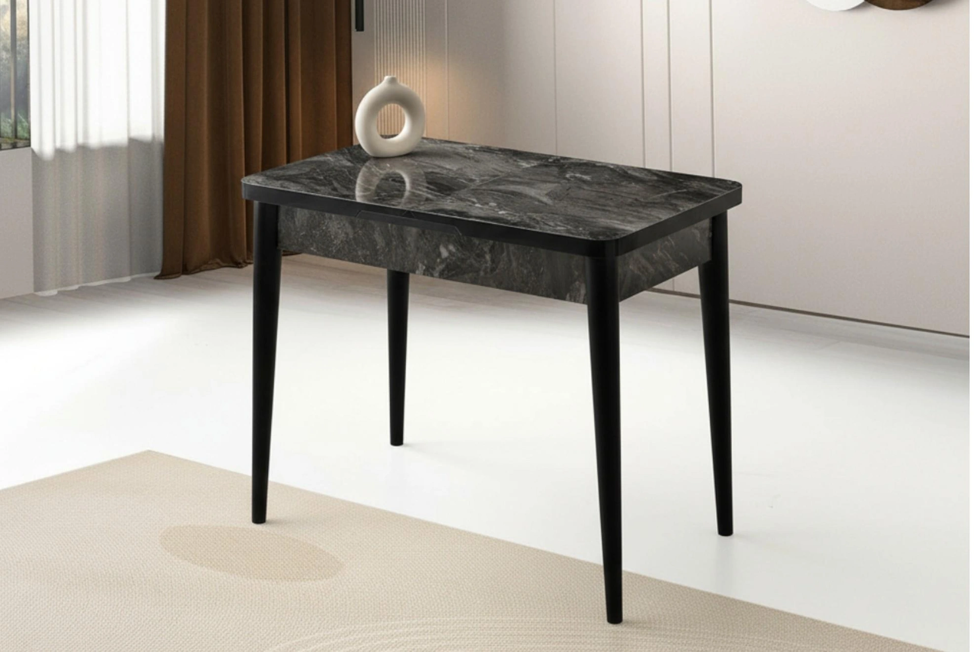 Milano Ece Mdf Mutfak Masa Sandalye Takımı 60x100 Siyah