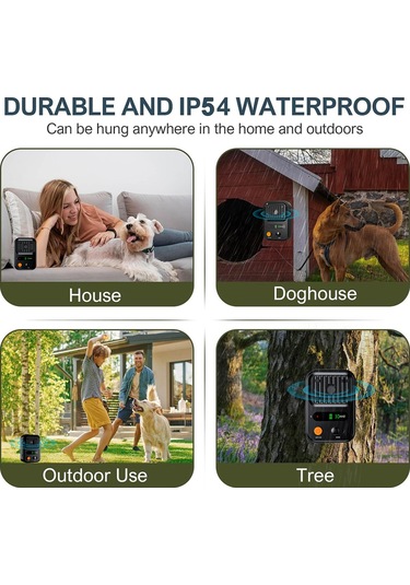 Geeksen Yeşil Pu87 Ultrasonik Köpek Kovucu, Otomatik Havlama Durdurucu, 50 Ft Etki Mesafesi, Ip54 Su Geçirmez, 3 Modlu Taşınabilir Dış Mekan Uygulaması