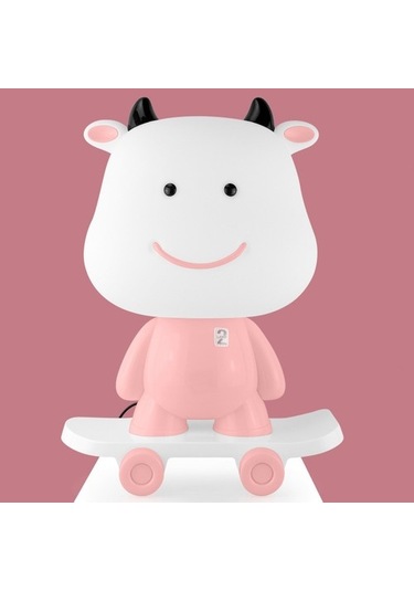 Szypzstore Yaratıcı Karikatür Buzağı Led Gece Lambası Çocuk Yatak Odası Başucu Uyku Işığı 27fe26 Açık Pembe