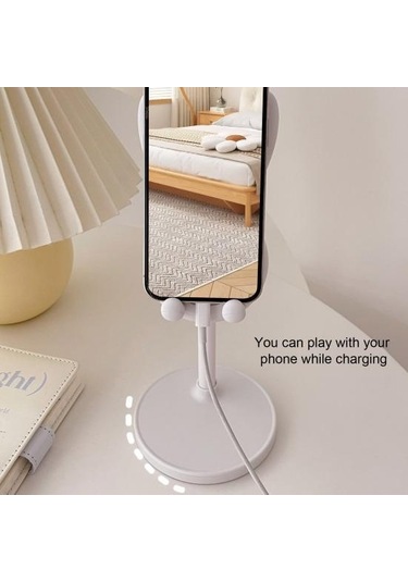Masaüstü Telefon Tutucu Ped Sünger Ayarlanabilir Yükseklik Çok İşlevli Yerden Tasarruf Sağlayan Kompakt Telefon Tutucu Pembe