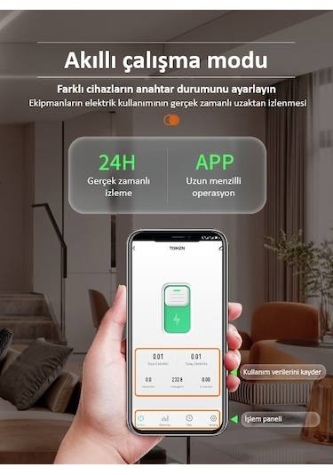 Tomzn WiFi Özellikli Akıllı Sigorta Dahili Enerji Ölçerli Zaman Rölesi 63A