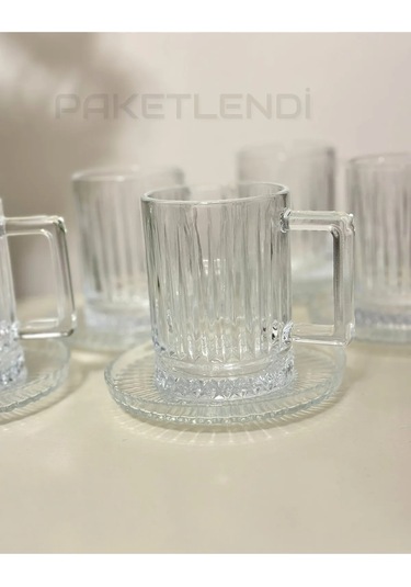 Çeyizci Çarşı 6 Kişilik 12 Parça Çay Kahve Fincan Takımı - Elysia Model İthal Şeffaf