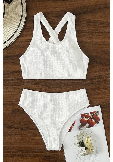 Kadın Beyaz Çapraz Sırt Detaylı Iç Çamaşır Takımı Beyaz