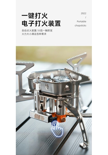 Rüzgar Geçirmez 3 Gözlü Taşınabilir Katlanır Dönüşüm Başlıklı Kamp Açık Hava Ocağı Gümüş