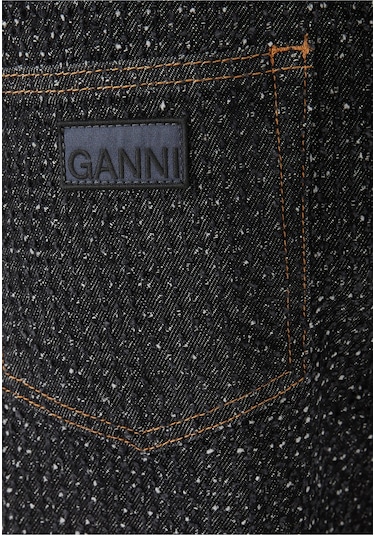 Ganni Şık Fluffy Denim Işçi Jean Pantolon Siyah