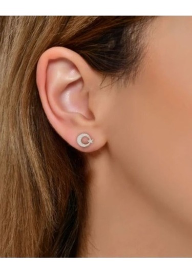 Eyelashes Silver 925 Ayar Gümüş Vidalı Ayyıldız Küpe Gümüş