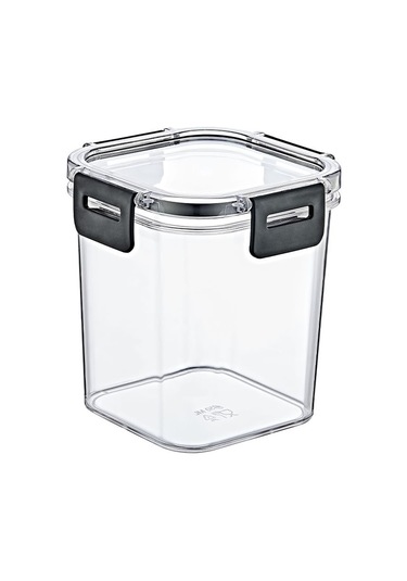 Clear Kare Erzak Kabı - Silikonlu Ve Kilitli Kapaklı Saklama Kabı 850 Ml 12 X 12,5 Cm ŞEffaf
