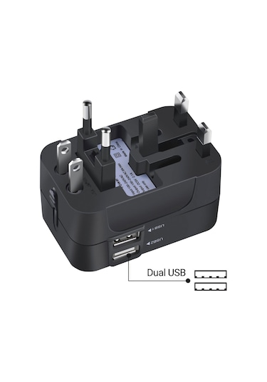 Geeksen Hht202 Evrensel Seyahat Şarj Adaptörü - Siyah, 6 Lü, 2 Usb 2.1a, 1350w, Ac100-250v, Le Akıllı Koruma, Abs+pc, Ce/fcc/rohs Onaylı