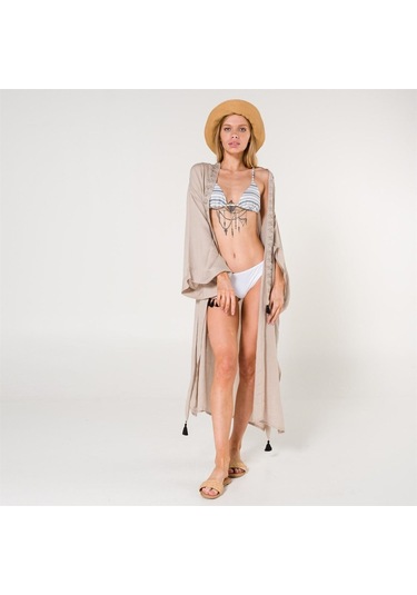 Eli Kadın Pul Baskılı Kimono-Taş-Standart Taş