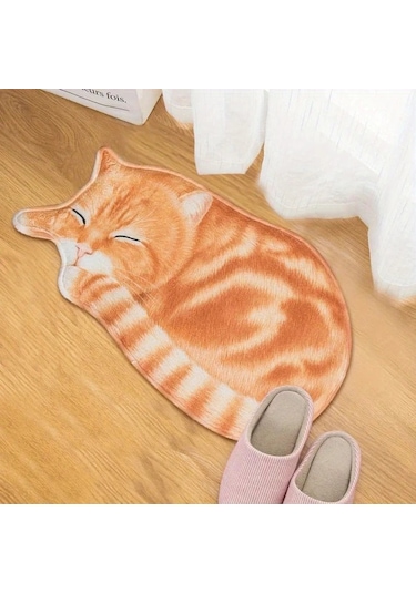 Elmpaly S10170 Kawaii Kedi Desenli Yumuşak Polyester Kaymaz Halı 15.75x29.92inç S10170 Boyut