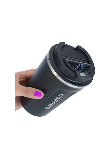 Xiyyadms 510ml Siyah 304 Çelik İki Katlı Vakumlu Termos Bardak, Araçta Ve Seyahatte Kullanım İçin Taşınabilir Kahve Fincanı Siyah