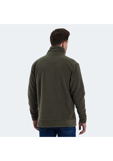 Slazenger KADMOS Erkek Fermuarlı Dik Yaka Cepli Haki Polar