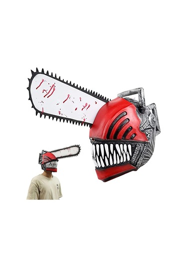 Anime Testere Adam Cosplay Korku Lateks Maske Cadılar Bayramı Kanlı Pochita Denji Korkunç Kask Başlık Maskeli Balo Parti Kostüm Aksesuarları