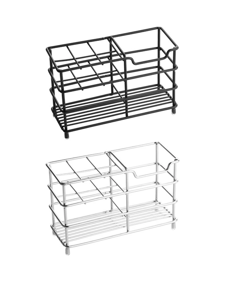 Monyee Stainless Steel Bathroom Organizer: No-drill Electric Toothbrush & Paste Holder With 5 Slots, Cup Stand - Black Diğer