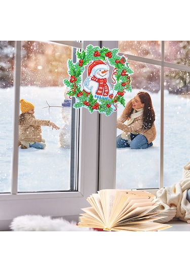 5d Elmas Boya Noel Dıy Yuvarlak Dekorasyon Çelenk Yeşil Kırmızı