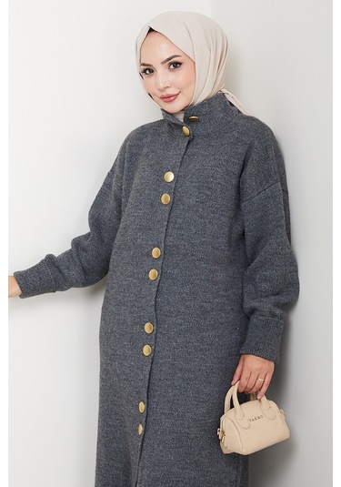 Reha Düğmeli Triko Hırka 1603 - Antrasit Antrasit