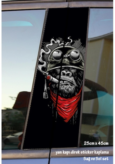 Asker Goril Sticker Yan Kapı Direk Kaplama 2li Sol Sağ Takım Yapıştırma