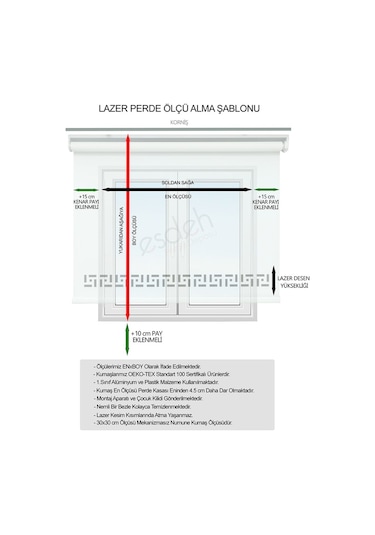 Lazer Kesim Kalın İthal Mat Stor Perde - 30 Cm Lazer Yüksekliği 001