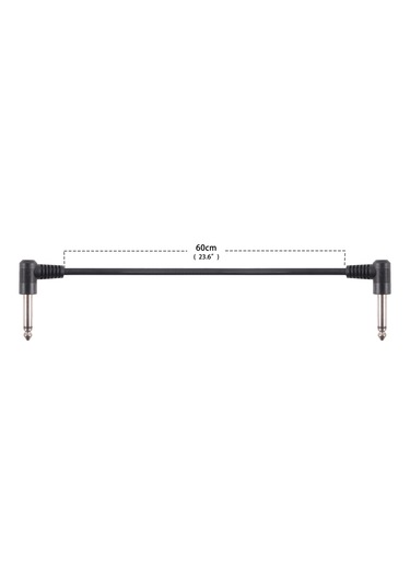 Ruicoo Gitar Pedalı Bağlantı Kablosu 6.35mm Dairesel Uç 60cm - Sağ-açılı, Oksijen Bakır Çekirdekli, Siyah, 1 Adet Rpc-60