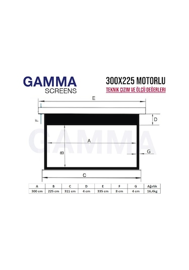 Gamma Screens 300X225 Motorlu Projeksiyon Perdesi