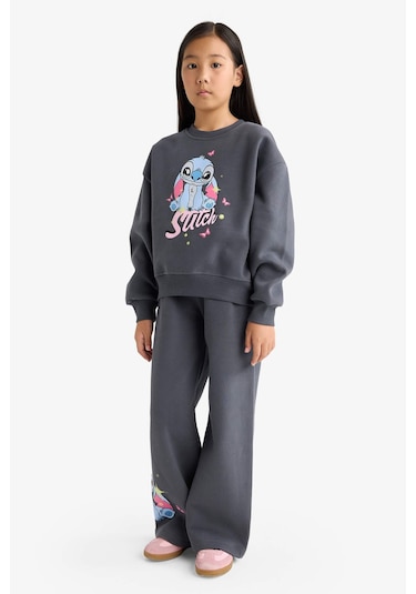Defacto Kız Çocuk Disney Lilo & Stitch 2li Takım Sweatshirt Eşofman Altı G1020a825wnar31 Antrasit