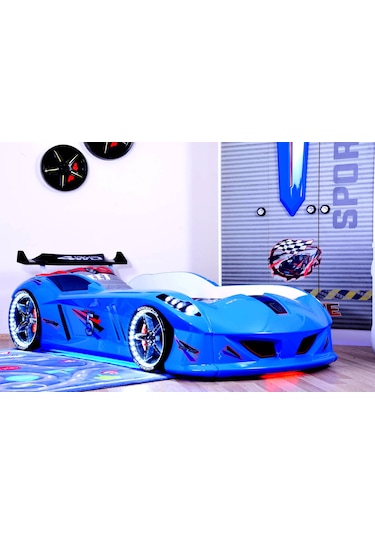 Setaymobilya Arabalı Yatak **Jaguar Arabalı Yatak Mavi ** Full Ledli